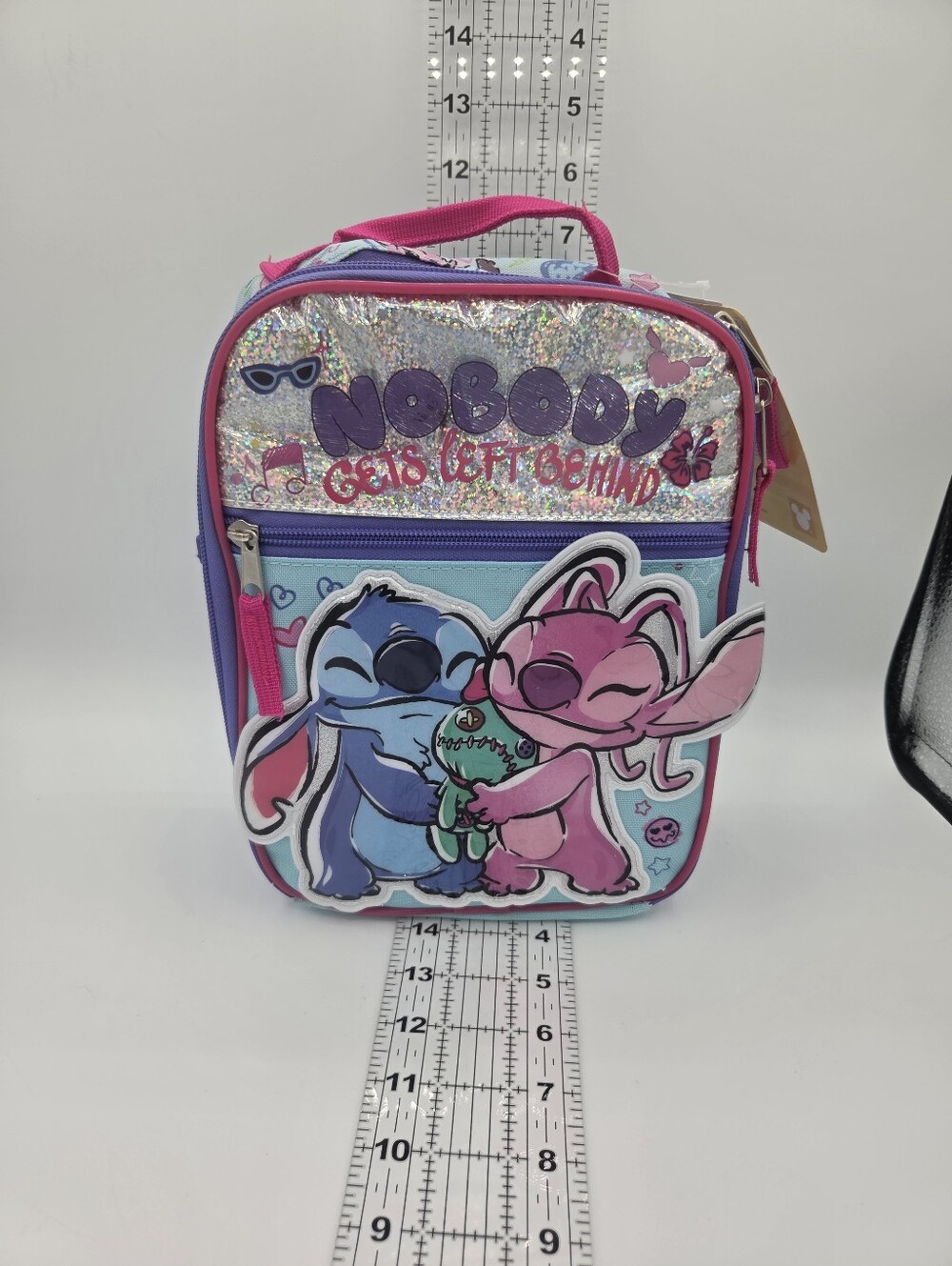 Disney Stitch Lunch Bag Glitter Front Multicolor With Handle Small 750ml